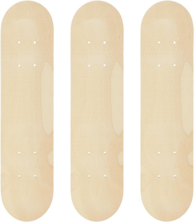 3 Pcs Blank Skateboard Decks, Unfinished Wood Art Boards for DIY Custom Graffiti, 23.6 x 5.9 in Skateboard Deck Set with Pre-Drilled Holes for Art Painting Home Decoration - Image 2
