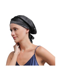 SYOSI Sleep Cap 22 Momme Mulberry Silk Bonnet for Sleeping Double-Layer Silk Natural Silk Hair Wrap Night Bonnet for Hair Care with Elastic & Tie Band Stay On Head  - Image 1