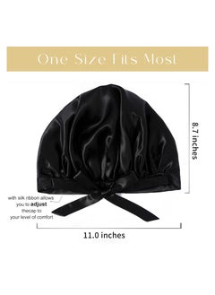 SYOSI Sleep Cap 22 Momme Mulberry Silk Bonnet for Sleeping Double-Layer Silk Natural Silk Hair Wrap Night Bonnet for Hair Care with Elastic & Tie Band Stay On Head  - Image 5