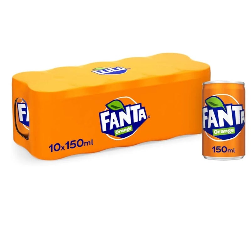 Fanta Orange Flavored Carbonated Soft Drink Can- 10 X 150ml