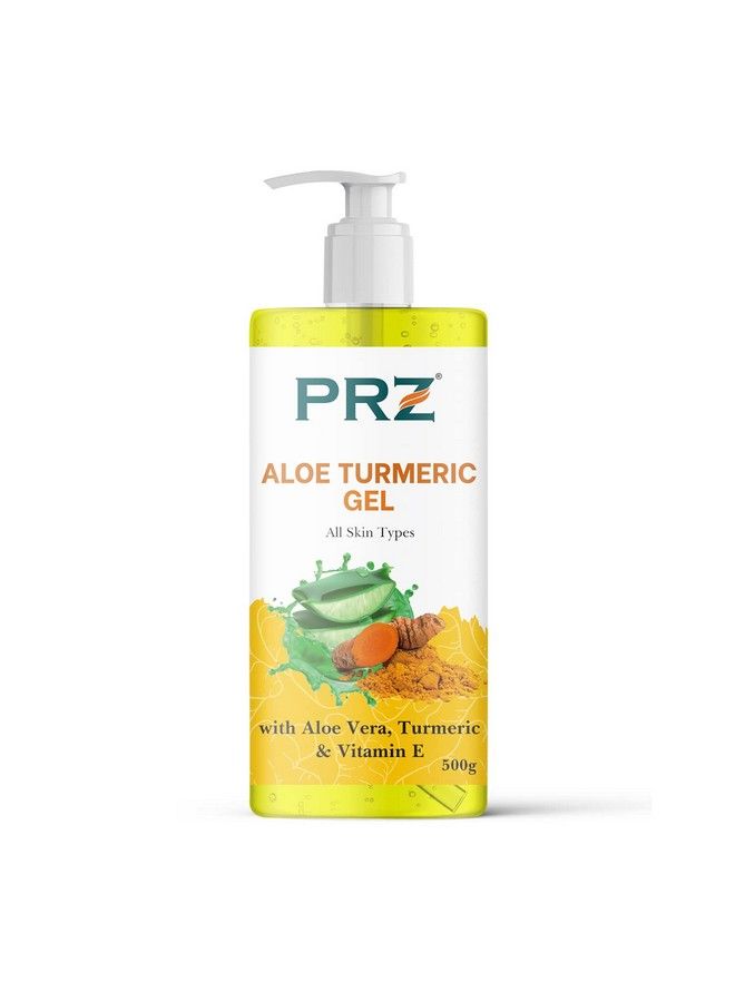 PRZ 100% Pure & Natural Aloe Turmeric Gel With Aloe Vera Turmeric & Vitamin E For Skin 500G - Image 1