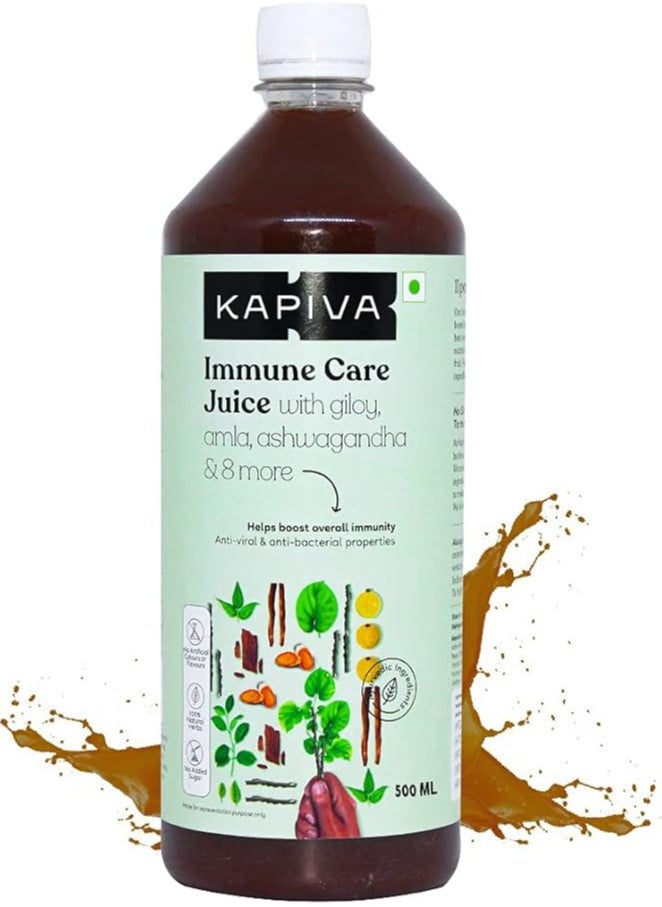Kapiva Immune Care Juice 500Ml Enriched With Amla, Giloy, Tulsi, Ashwagandha, And 7 More Herbs Natural Immunity Booster  - Image 1