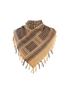 Generic Shemagh Tactical Desert Scarf, 100% Cotton Head Neck Scarf, Head Neck Wrap Shawl with Tassel, Outdoor Kerchief for Women & Men (Light Brown)  - Image 1