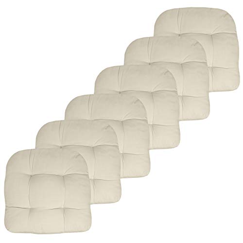 Sweet Home Collection Sweet Home Collection Patio Cushions Outdoor Chair Pads Premium Comfortable Thick Fiber Fill Tufted 19 x 19 Seat Cover 6 Pack Cream 
