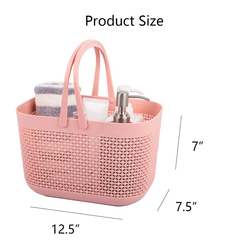 UUJOLY Plastic Organizer Storage Baskets with Handles, Shower Caddy Bins Organizer for Bathroom and kitchen (Pink) - Image 4