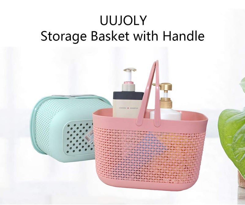 UUJOLY Plastic Organizer Storage Baskets with Handles, Shower Caddy Bins Organizer for Bathroom and kitchen (Pink) - Image 5