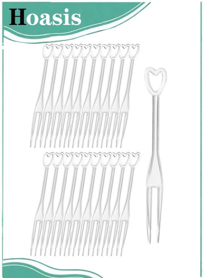 Hoasis 200 Pieces Disposable Plastic Fruit Forks, Dessert Cake Forks with Heart-Shaped Handle, Sturdy Food-Grade Mini Forks for Party, Wedding, Family Gathering and Everyday Use - Image 1