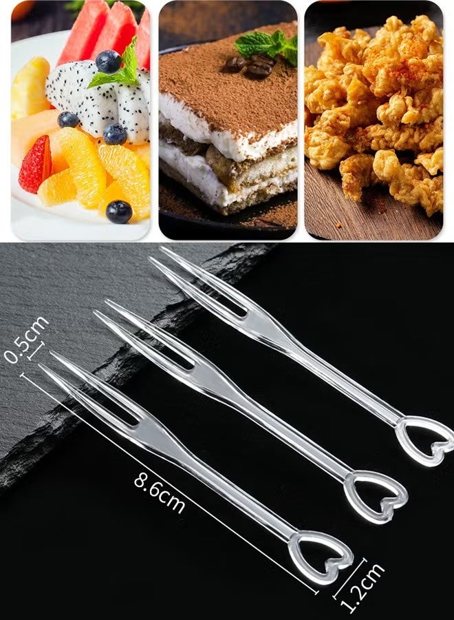 Hoasis 200 Pieces Disposable Plastic Fruit Forks, Dessert Cake Forks with Heart-Shaped Handle, Sturdy Food-Grade Mini Forks for Party, Wedding, Family Gathering and Everyday Use - Image 2