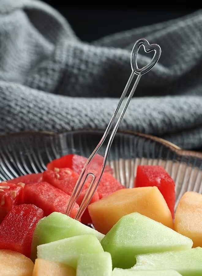 Hoasis 200 Pieces Disposable Plastic Fruit Forks, Dessert Cake Forks with Heart-Shaped Handle, Sturdy Food-Grade Mini Forks for Party, Wedding, Family Gathering and Everyday Use - Image 3