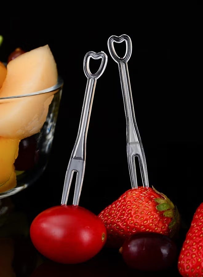 Hoasis 200 Pieces Disposable Plastic Fruit Forks, Dessert Cake Forks with Heart-Shaped Handle, Sturdy Food-Grade Mini Forks for Party, Wedding, Family Gathering and Everyday Use - Image 4