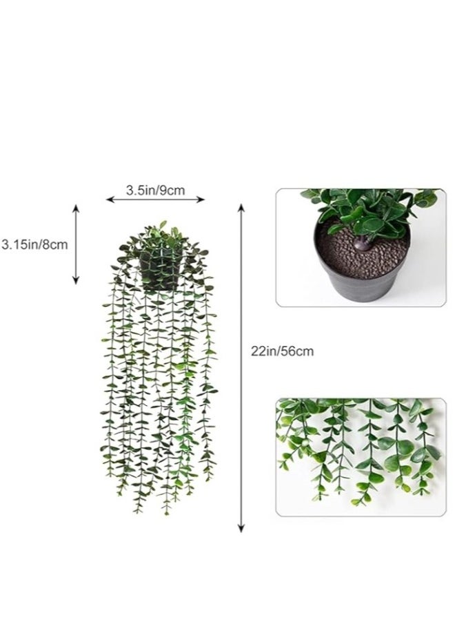 Generic 3 Pieces Artificial Hanging Plants - Eucalyptus Potted Plants for Office Farmhouse, Fake Leaves Pendant Plants, Indoor Outdoor Wedding Home Decor  - Image 2