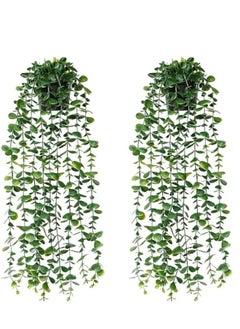 Generic 3 Pieces Artificial Hanging Plants - Eucalyptus Potted Plants for Office Farmhouse, Fake Leaves Pendant Plants, Indoor Outdoor Wedding Home Decor  - Image 1