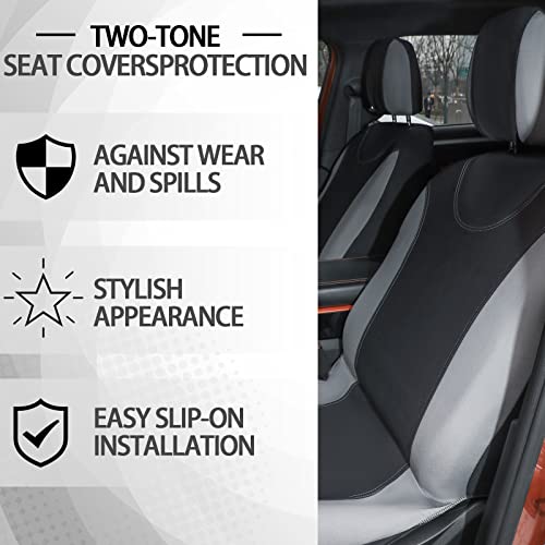 Woanger 47 Car Seat Cover Full Set for Women Included Car Front Rear Seat Fluffy Steering Wheel Cover Belt Automotive Floor Mats Air Conditioner Decoration Strip Universal(Gray) - Image 4