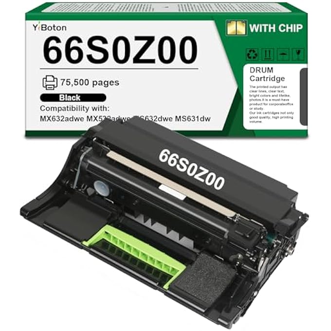 وحدة طبل سوداء بديلة عالية العائد 66S0Z00 لطابعة ليكسمارك 66S0Z00 وحدة تصوير تعمل مع MX632ADWE MX532ADWE MS632DWE MS631DW MS531DW XM3350 M3350 (عبوة واحدة) - Image 1