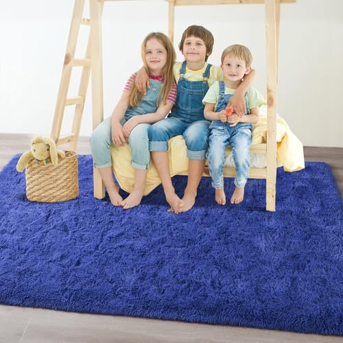 Chicrug Soft Area Rugs for Bedroom Living Room Plush Fluffy Rug 4x6 Feet, Shag Furry Area Rug Carpet Non Shedding for Nursery Children Kids Girls Room Home Decorative, Navy - Image 3