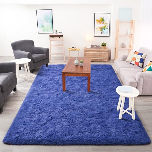 Chicrug Soft Area Rugs for Bedroom Living Room Plush Fluffy Rug 4x6 Feet, Shag Furry Area Rug Carpet Non Shedding for Nursery Children Kids Girls Room Home Decorative, Navy - Image 5