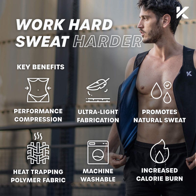 Kewlioo Men's Premium Zip Sauna Tank Top - Heat Trapping Sauna Shirt for Men, Compression Sweat Vest Sauna Suit for Gym, Workouts, Exercise, Fitness (Black, L/XL) - Image 4
