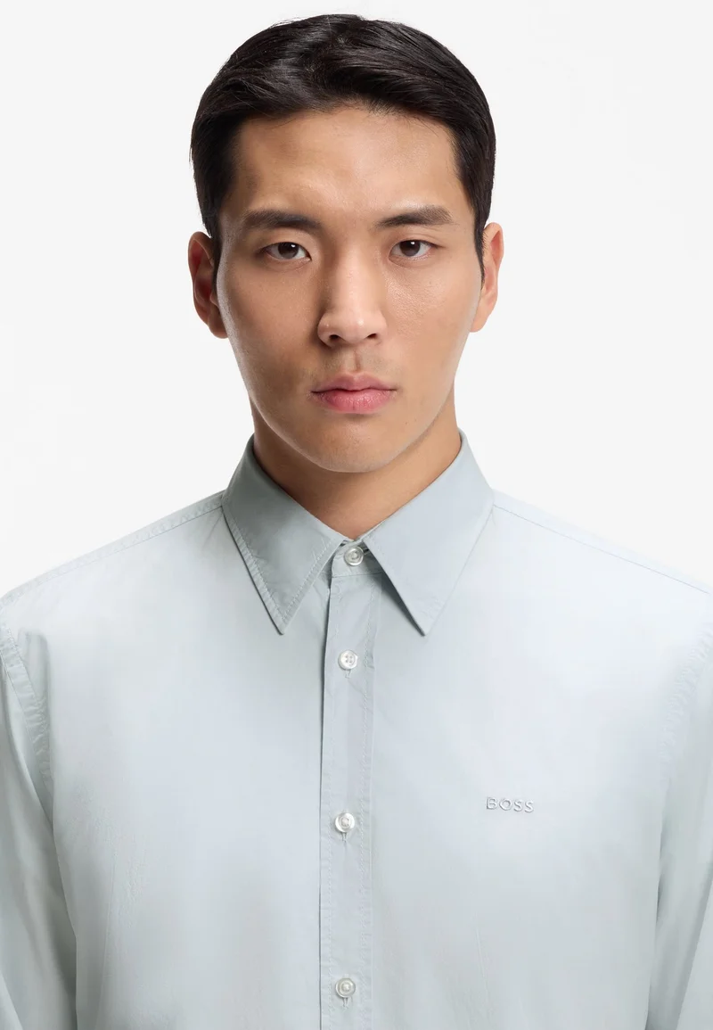 BOSS Light Grey Regular-fit shirt in cotton poplin for Men | Best Price UAE
