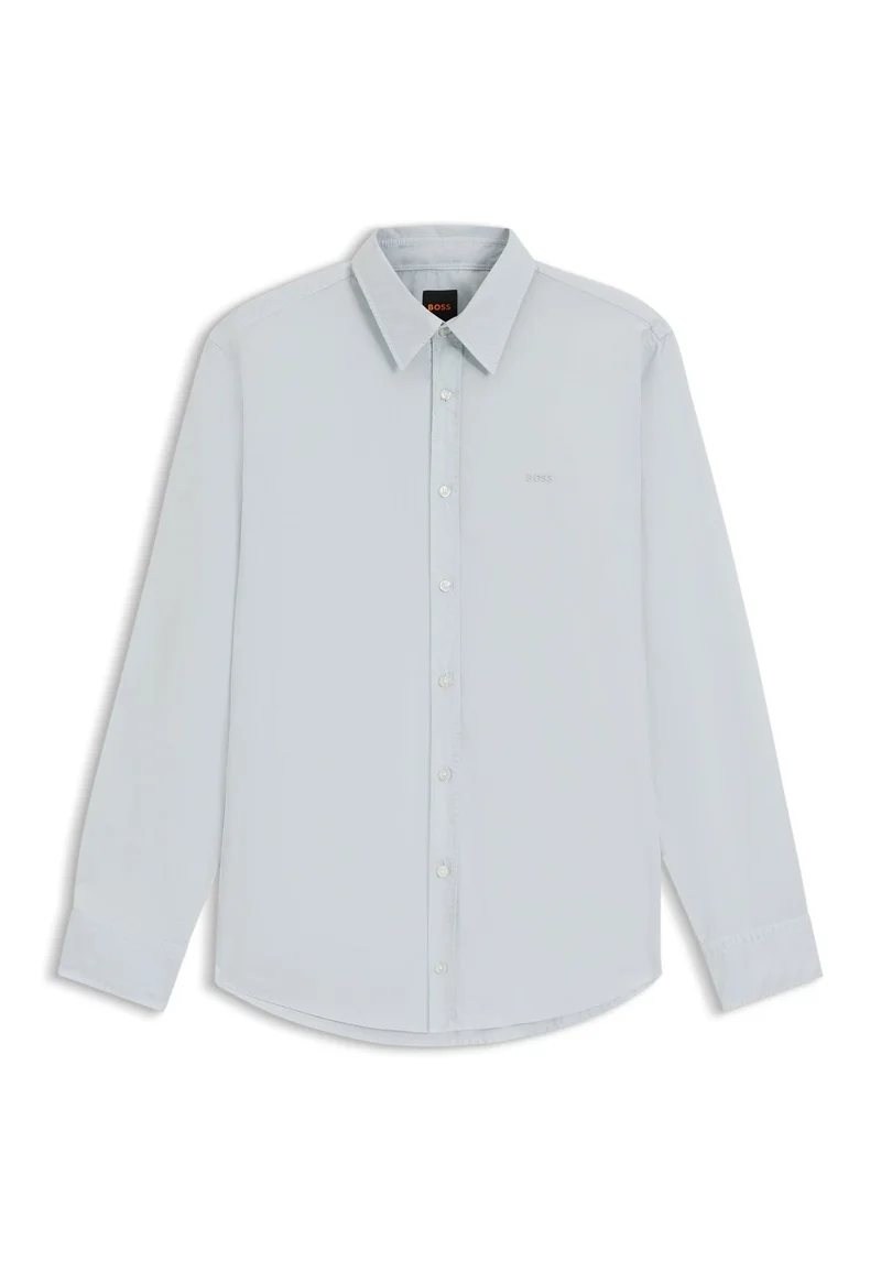 BOSS Light Grey Regular-fit shirt in cotton poplin for Men | Best Price UAE