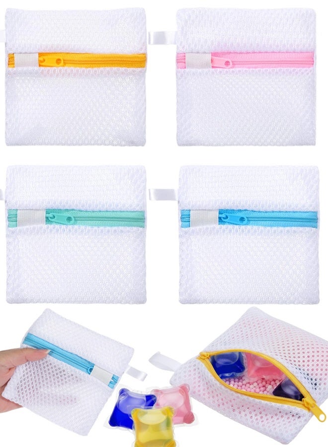 4 PCS Laundry Pod Anti-Sticking Bag, Small Mesh Laundry Bags For Delicates Mini Durable Washing Machine Laundrys Pods Dissolution Protection Wash Pouch Storage Bag For Pods Scented Beads - Image 1
