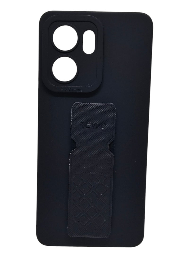 Silicone Back Cover With Holder For Oppo Reno 13F - Black  - Image 1