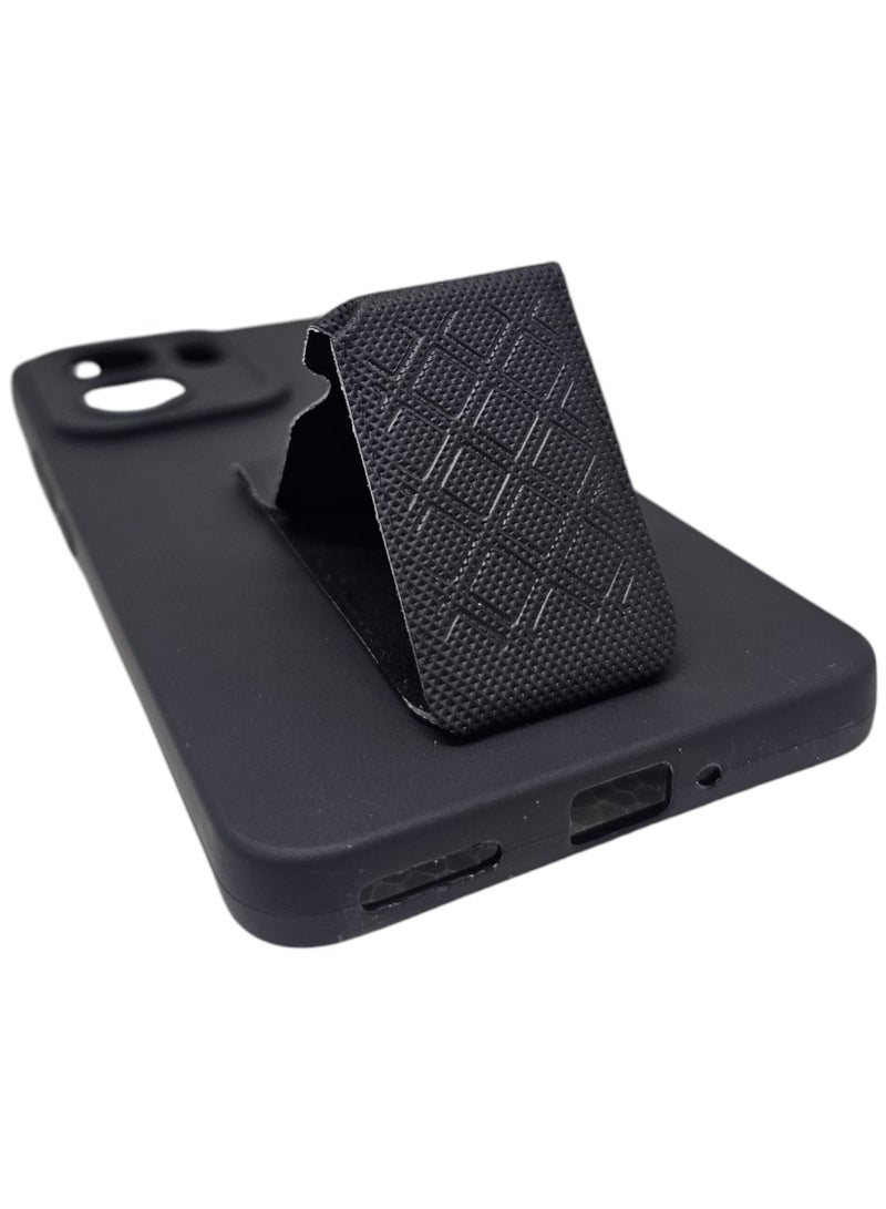 Silicone Back Cover With Holder For Oppo Reno 13F - Black  - Image 3