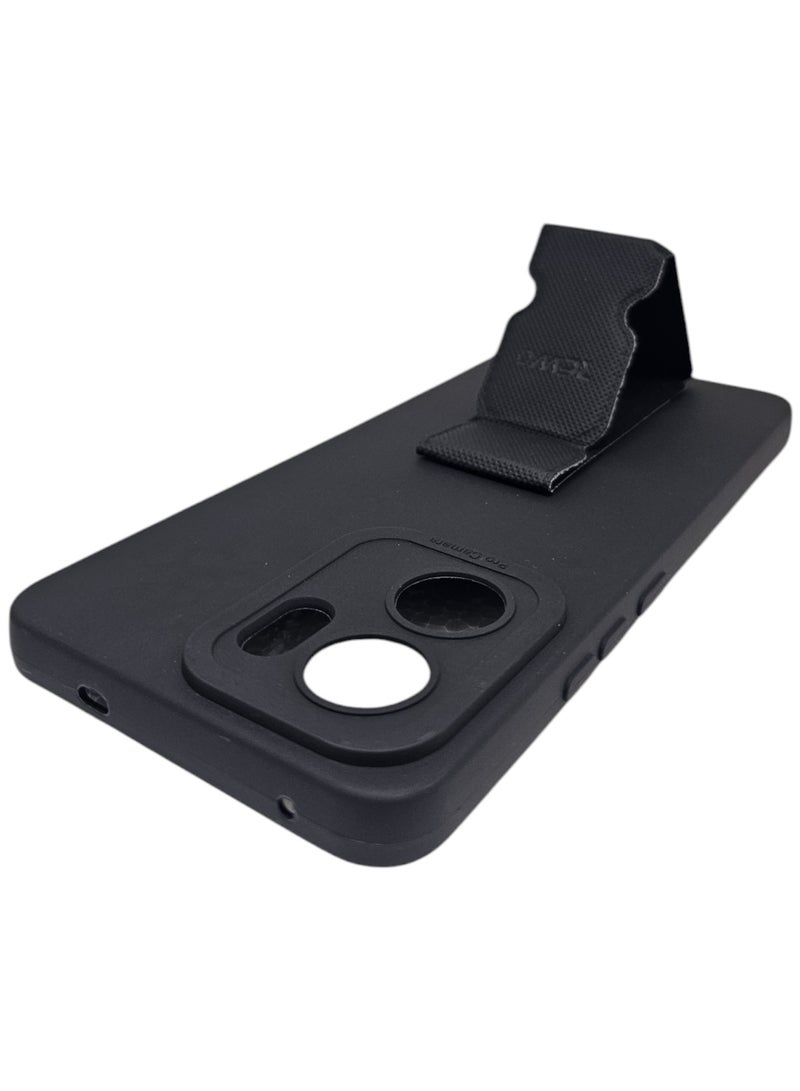 Silicone Back Cover With Holder For Oppo Reno 13F - Black  - Image 4