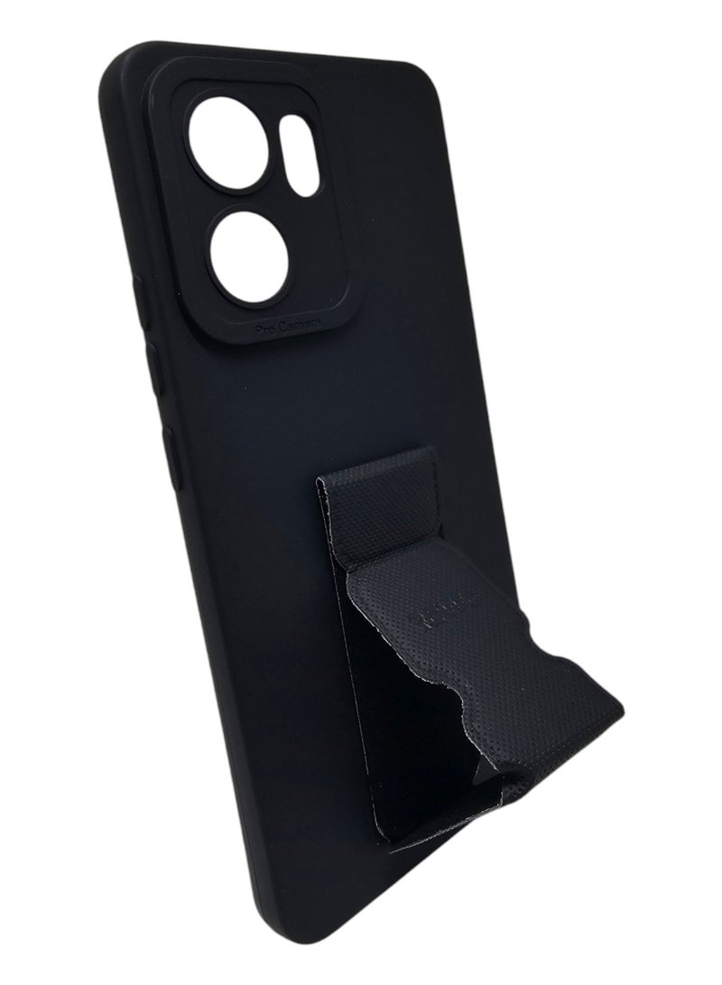 Silicone Back Cover With Holder For Oppo Reno 13F - Black  - Image 2