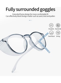 KASTWAVE Safety Glasses Protection Goggles Anti Fog Eye Goggles with Side Shields Stylish Round Safety UV400 Protection Transparent Protective Goggles Blue Light for Men Womens Blue  - Image 5