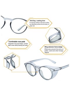KASTWAVE Safety Glasses Protection Goggles Anti Fog Eye Goggles with Side Shields Stylish Round Safety UV400 Protection Transparent Protective Goggles Blue Light for Men Womens Blue  - Image 3