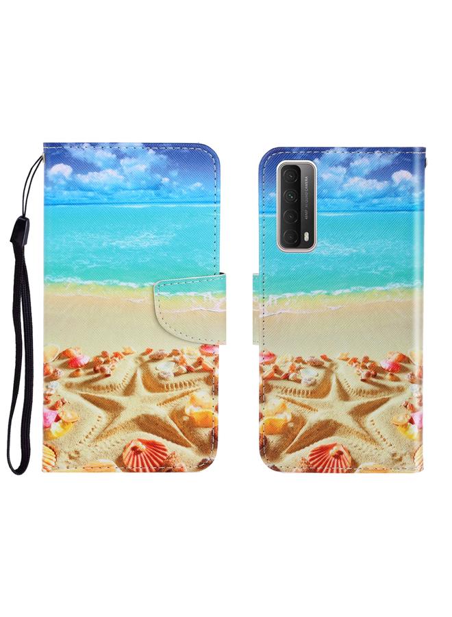 The Bros Colored Drawing Horizontal Flip Leather Case with Holder & Card Slot & Wallet For Huawei P Smart 2021 / Y7a