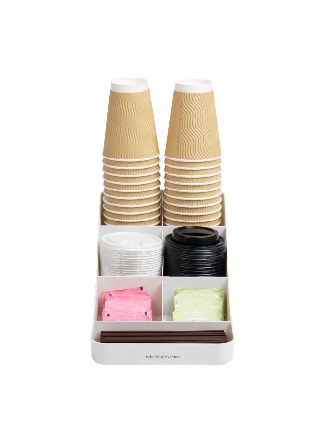 Mind Reader 7 Compartment Coffee Condiment Cups Lids Sugars StirrersStorage Organizer White - Image 4