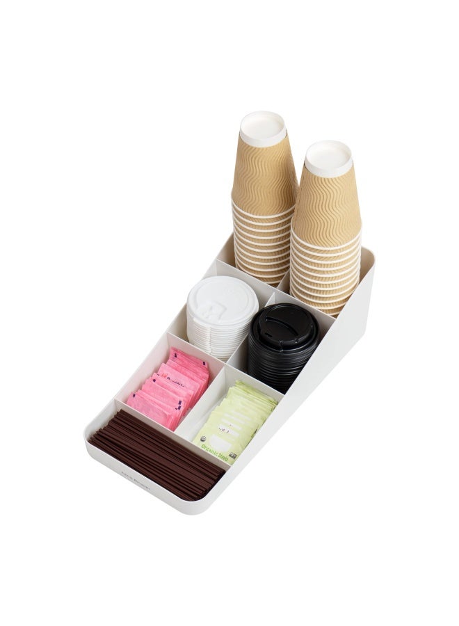 Mind Reader 7 Compartment Coffee Condiment Cups Lids Sugars StirrersStorage Organizer White - Image 5