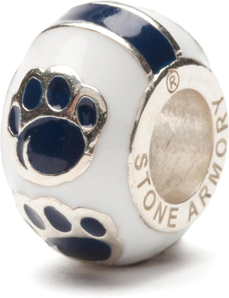 Stone Armory Charm for Nittany Lions – Penn State Bead Features Penn State Paw Logo – Stainless Steel Compatible with Pandora Bracelets – PSU Jewelry - Gift for Fans & Alumni - Image 1