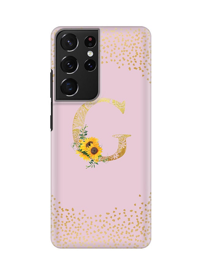 Stylizedd Monogram Slim Cover for Samsung Galaxy S21 Ultra 5G Case Custom Initials Letter Floral Pattern Snap Series Mobile Cover Matte Alphabet  - G (Pink) - Image 1