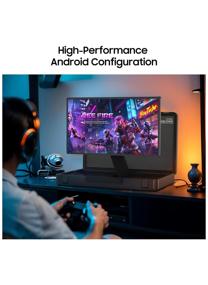 FIPKA - 27-Inch Portable Entertainment System, Compact Suitcase Design Smart TV, Android OS, Bluetooth 3D Speakers, Built-in Battery 6H, Briefcase Screen Perfect for Travel & Outdoor Parties - Image 1