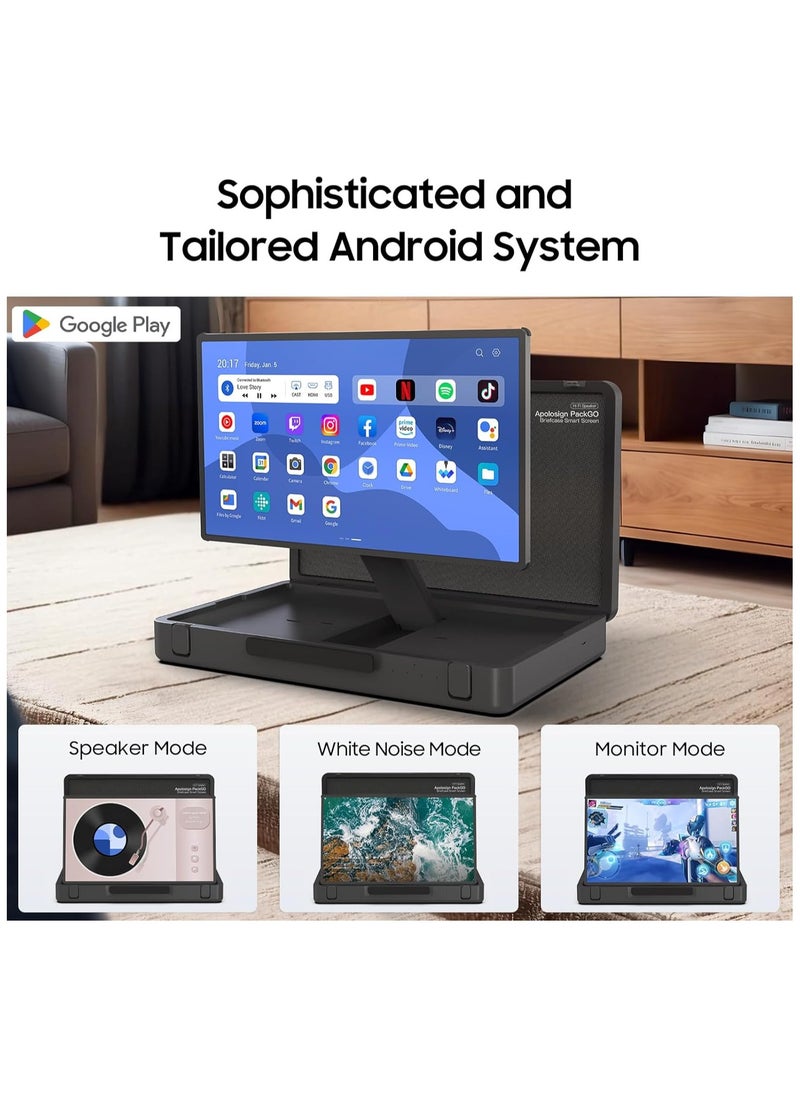 FIPKA - 27-Inch Portable Entertainment System, Compact Suitcase Design Smart TV, Android OS, Bluetooth 3D Speakers, Built-in Battery 6H, Briefcase Screen Perfect for Travel & Outdoor Parties - Image 1