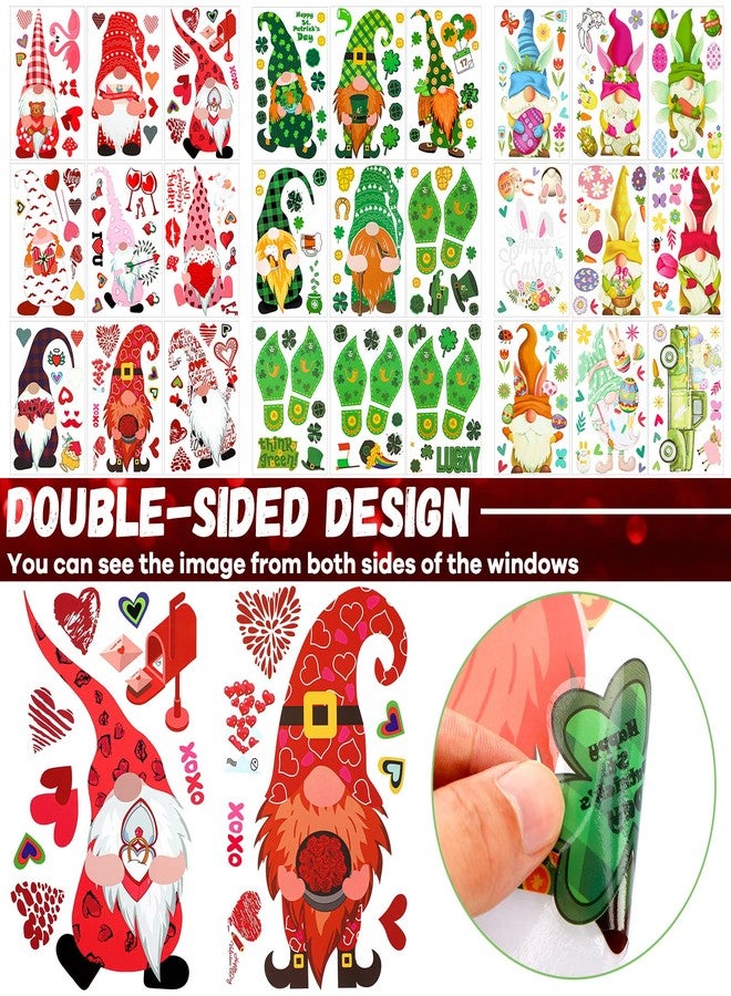 Yinder 27 Sheets Valentine's Day Window Clings Decorations St. Patrick's Day Window Clings Shamrock Gnome Window Decals Irish Clover Window Decoration Easter Bunny Eggs Window Stickers for Home Party - Image 5