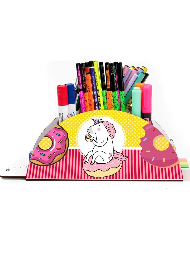 Notpa Wooden Vip Donut Unicorn Rainbow Ruler Desktop Pencil Holder Organizer For Kids VIP48