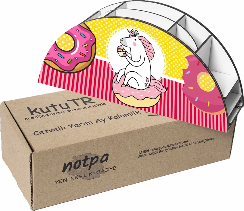 نوتبا Wooden Vip Donut Unicorn Rainbow Ruler Desktop Pencil Holder Organizer For Kids VIP48