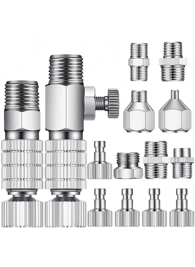 Generic - 15 Pieces Airbrush Adapter Set Airbrush Quick Release Coupling Disconnect Adapter Kit Airbrush Quick Release Disconnect Fitting Connector Set Female Connectors for Air Compressor and Airbrush Hose - Image 1