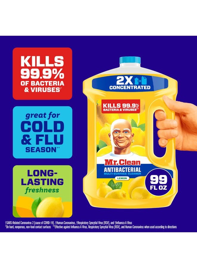 Mr Clean Antibacterial All Purpose Cleaner, Floor Cleaner for Mopping Home, Bathroom, & Kitchen, Cleaning Liquid for Mop & Bucket, Cleaning Supplies, Multi-Surface Dilutable, Lemon, 99oz - Image 2