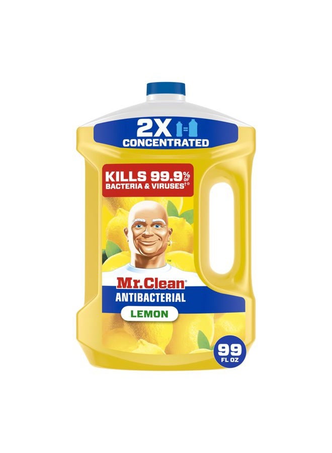 Mr Clean Antibacterial All Purpose Cleaner, Floor Cleaner for Mopping Home, Bathroom, & Kitchen, Cleaning Liquid for Mop & Bucket, Cleaning Supplies, Multi-Surface Dilutable, Lemon, 99oz - Image 1