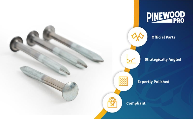 Pinewood Pro Polished Derby Axles with Angled Head | Set of Four Speed axles | Minimize Friction | Legal in All Races | Lathed and Polished to Remove All Imperfections - Image 5