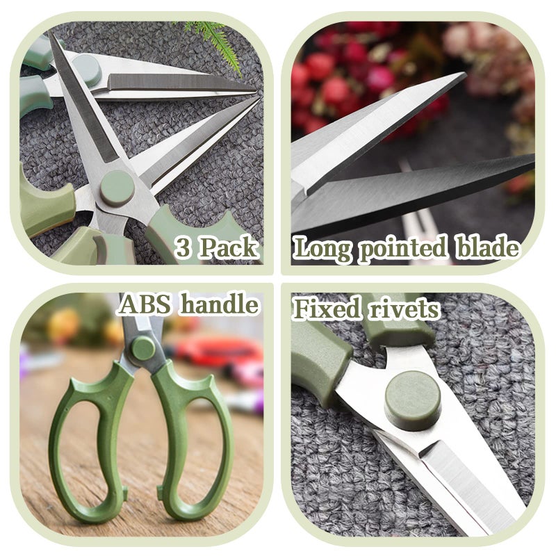 OJYUDD 3Pcs Garden Flower Scissor,Floral Scissors Pruning Shears,Stainless Steel Flowers Scissors with Comfortable Grip Handles,Premium Garden Clippers for Flower Arrangement,Gardening Tool - Image 4