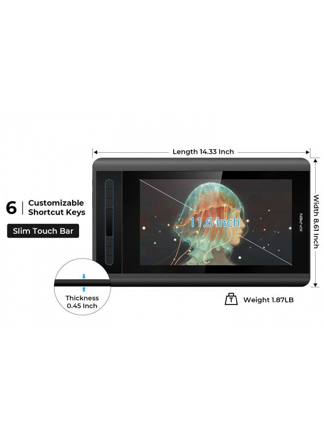 XP-PEN شاشة رسم XP-PEN Artist12 بحجم 11.6 بوصة FHD مع قلم عرض رسومي وحامل قلم متعدد الوظائف خالي من البطارية PN06 وقفاز 8192 حساسية الضغط - Image 1