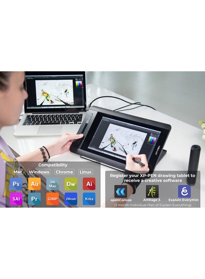 XP-PEN شاشة رسم XP-PEN Artist12 بحجم 11.6 بوصة FHD مع قلم عرض رسومي وحامل قلم متعدد الوظائف خالي من البطارية PN06 وقفاز 8192 حساسية الضغط - Image 3
