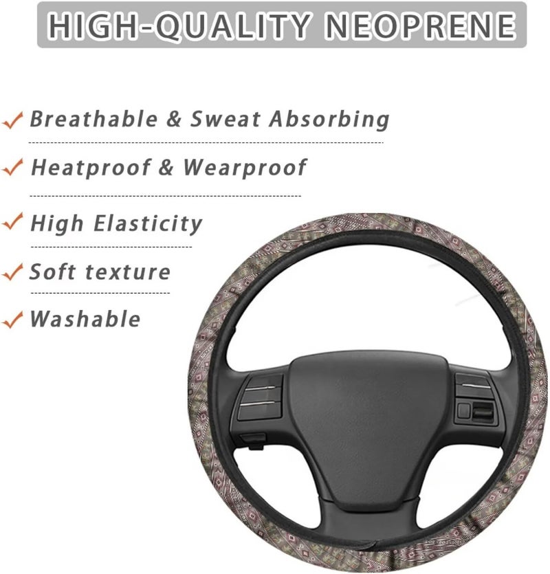 Car Steering Wheel Cover for Women and Men,Non-Slip Breathable Steering Wheel,Universal 14.5"-15" Fit for Cars and SUVs Purple Steering Wheel Cover(Burnt Orange Bohemian) - Image 4