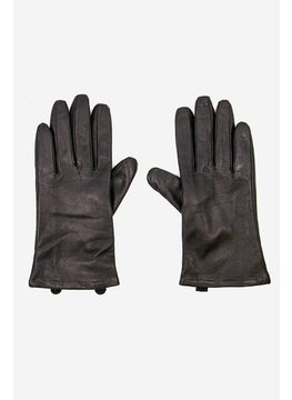 Tchibo Women Plain Leather Gloves, Black  - Image 2
