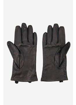 Tchibo Women Plain Leather Gloves, Black  - Image 1